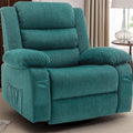 Korser Recliner Chair for Adults, Oversized 360° Swivel Rocker Recliner with Massage and Heat, Wide Nursery Glider Rocking Chair with Side Pockets, Cashmere Reclining Sofa for Living Room (Green)