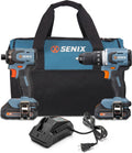 SENIX X2 20 Volt Max* 2-Piece Cordless Power Tool Kit with Battery Powered 1/2-Inch Drill Driver and 1/4-Inch Impact Driver, Includes Storage Bag, 2 2.0 Ah Batteries & Charger (S2K2B2-01)