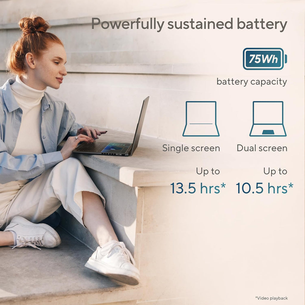 ASUS Zenbook Duo Dual 14' OLED 3K 120Hz Touchscreen Laptop Intel Core Ultra 7 255H 32GB RAM 1TB SSD Inkwell Gray