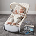 Orzbow Electric Baby Bouncer & Rocker with Innovative Auto Rocking Motion, Adaptable 3-Speed, Smart Tap Sensing, Soothing Sounds, and 3 Recline Positions, 2-in-1 Automatic Baby Rocker Chair, Beige