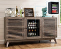 LUXOAK 60' Farmhouse Wine Bar Cabinet with Beverage Fridge (Included), Coffee Bar Cabinet with Drawer Storage, Sideboard Cabinet, Mini Fridge Cabinet for Dining Room, Living Room - Grey