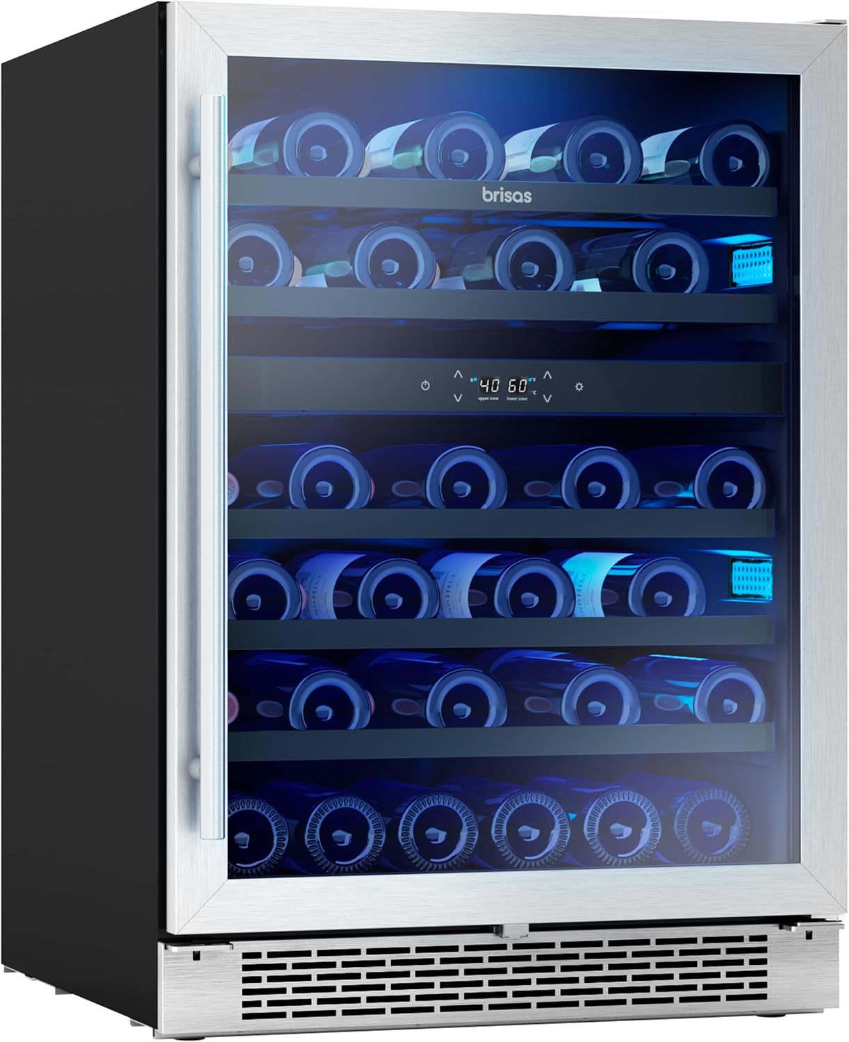 Zephyr BWN24C02AG Brisas 24 Inch Wide 46 Bottle Capacity Built-In or Freestanding Wine Cooler with Dual-Pane Door - Stainless Steel