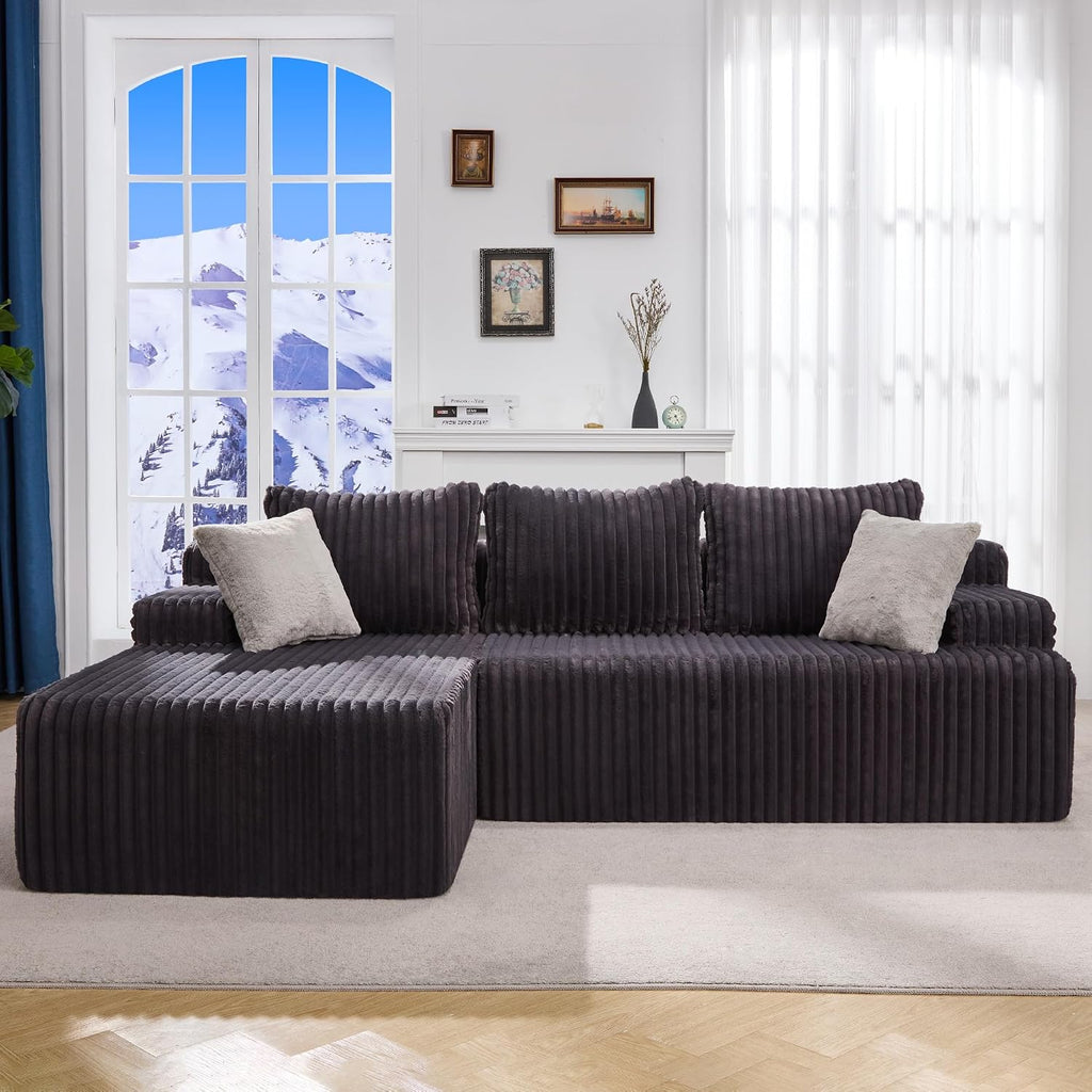 Hobestluk Modular Sectional Sofa Couches L-Shape Couch 3 Seat Modular Sofa Memory Foam Sectional Couches for Living Room, Cloud Couch with Oversized Chaise (96' Left Facing Chaise)