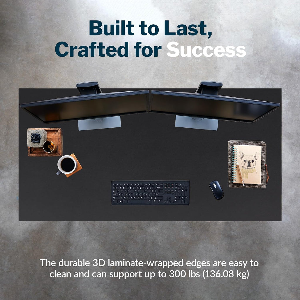 Vari Table 60x24 - Modern Computer Desk with Durable Laminate Finish and Slim Legs - Ideal for Gaming, Home, or Office - Stand-Alone Workstation or Corner Side Table - Black