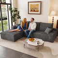 95' Modular Sectional Couch, Boneless L Shaped Cloud Sofa with Chaise Lounge, Corduroy Upholstered Couches Memory Foam Deep Seat, No Assembly Required, Ideal for Living Room(Dark Gray, Left Facing)
