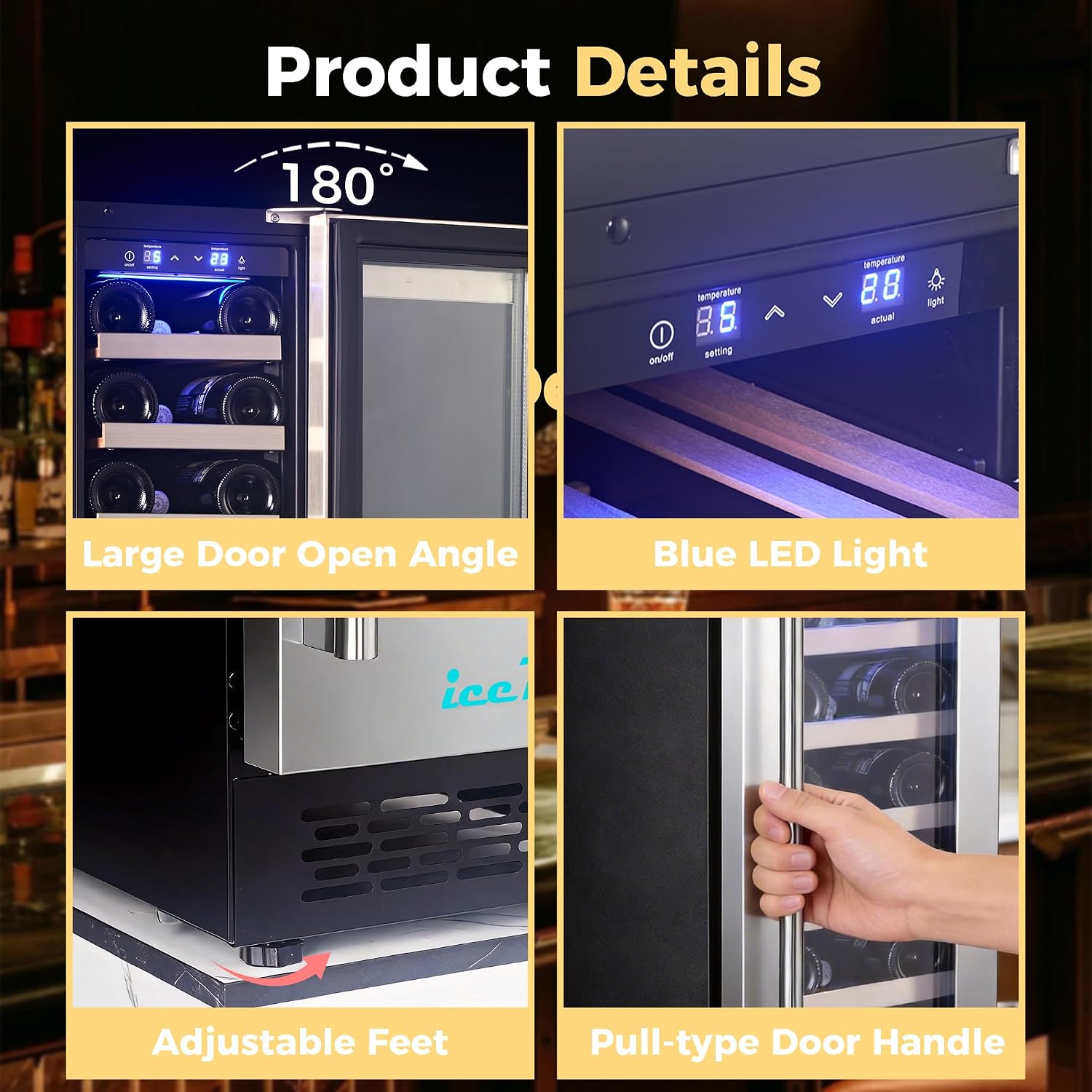 Iceblue Wine Fridge, 20 Bottles Wine Cooler Refrigerator, 41℉-72℉ Adjust Temperature Mini Fridge, Built-in Wine Refrigerator, Freestanding Beverage Refrigerator for Home, Office, Bar, Gift (Silver)