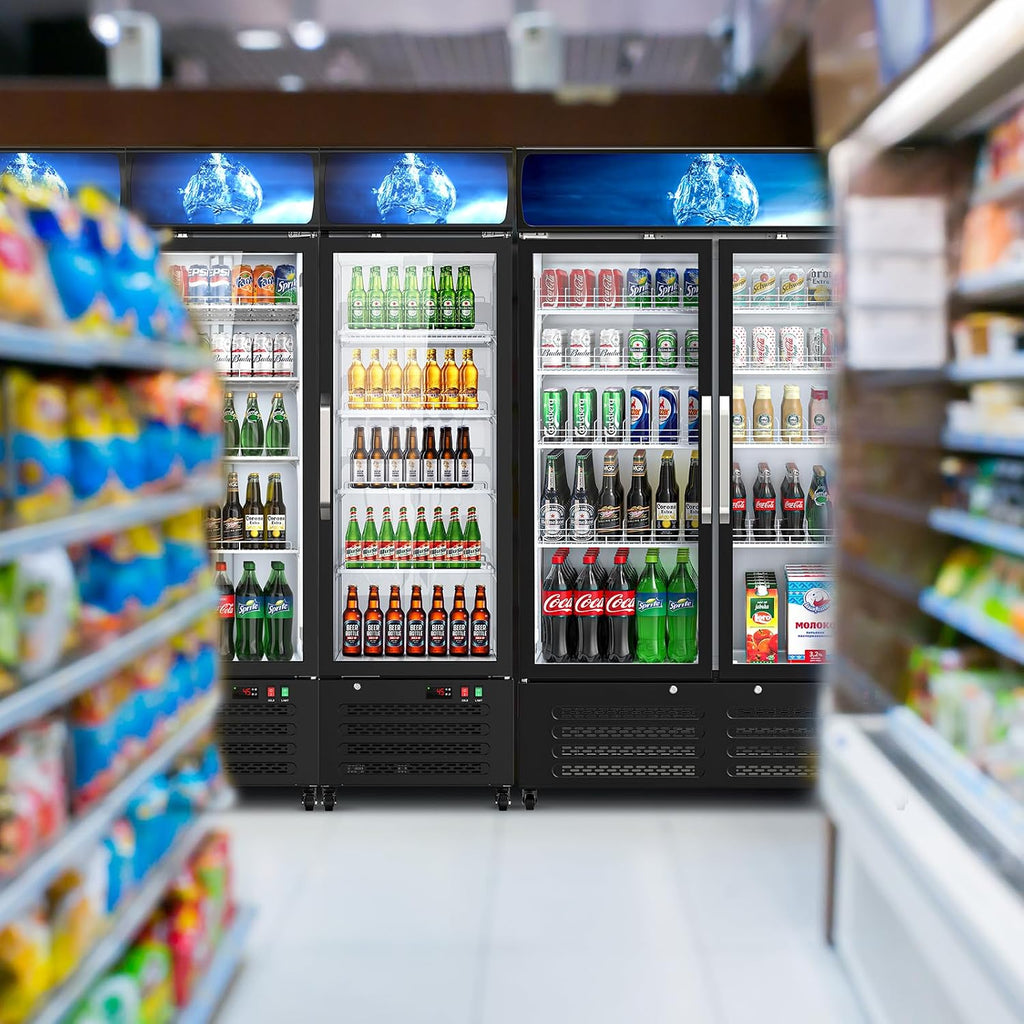 Mojgar 2.4 Cu Ft Commercial Merchandiser Refrigerator for Beverage,Glass Door Upright Display Fridge with Front LED Light,Large Freestanding Business Cooler for Shop,Restaurant,Apartment,etc
