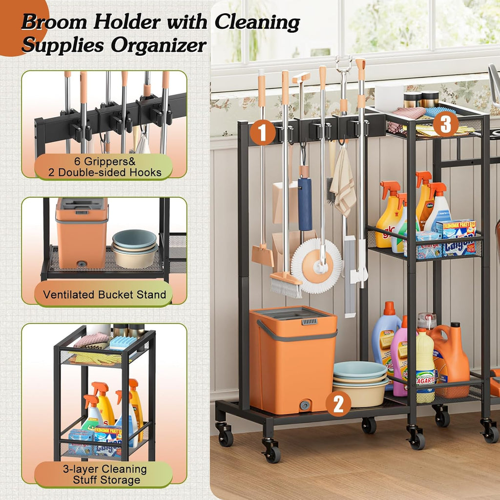Olakee Vacuum Stand for Dyson and Broom Holder Cart