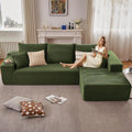 107' Cloud Sectional Couch with L-Shape Chaise, Modern Modular Comfy Sofa Chaise Longue, Upholstered Corduroy Couches Sleeper with Deep Seat for Living Room Bedroom, No Assembly Required, Green