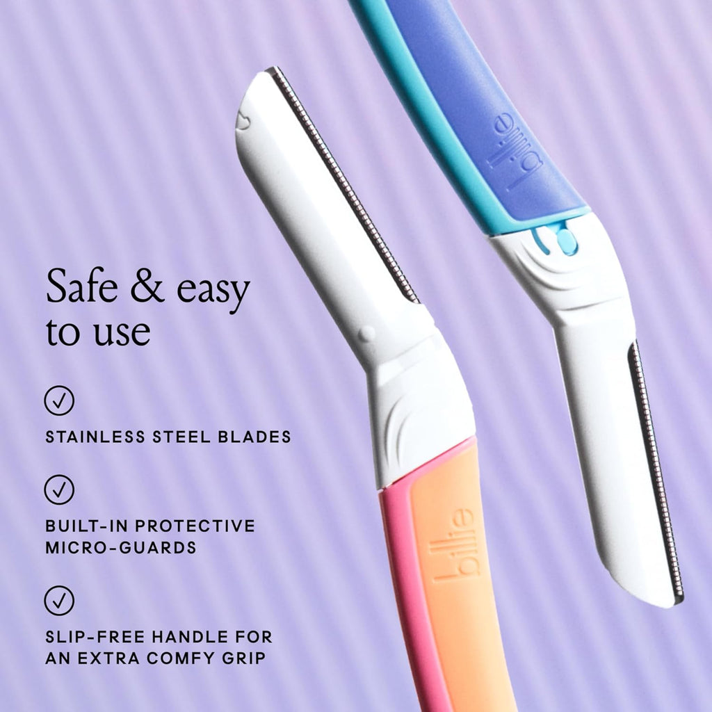 Billie - Dermaplane Starter Kit - Reusable Handle + 3 Refill Blades - Remove Facial Hair + Perfectly Shape Brows - Dermatologist-Approved - Malibu,(Pack of 12)