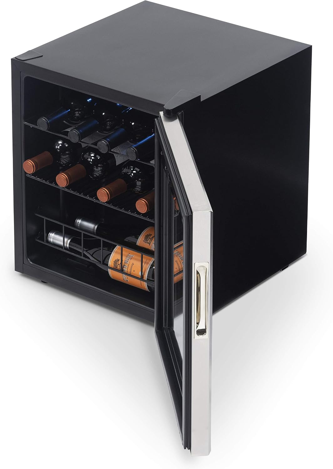 NewAir 16 Bottle Wine Cooler Refrigerator, Freestanding Wine Fridge with Stainless Steel Door, Quiet Compressor Cooling for Red, White & Sparkling Wine, Compact Mini Wine Cellar