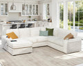 AMERLIFE 112 Inch U Shaped Couch, Oversized Couch with Storage Chaise & Cup Holders, Sectional Sofa with USB & Type-C Charging Ports, Faux Fur White Sofa
