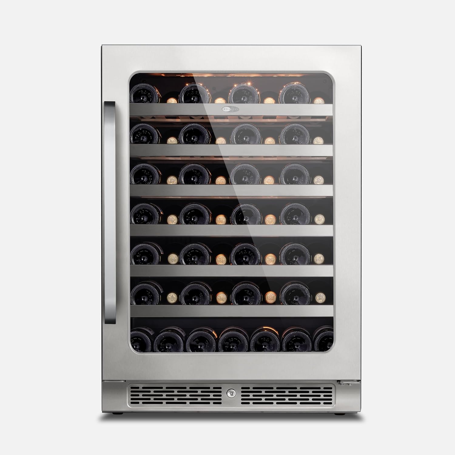 Whynter BSR-054SW 24 inch Built-ln 54 Bottle Undercounter Stainless Steel Wine Fridge with Reversible Door, Digital Control, Lock, and Carbon Filter