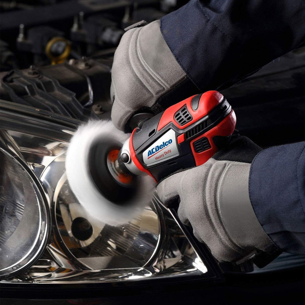 ACDelco G12 12V Cordless Combo Kit – Mini Polisher, 3/8' Impact Wrench (90 ft-lbs), Ratchet Wrench (55 ft-lbs) with 2 Li-Ion Batteries & Fast Charger, Auto Repair & DIY Tools