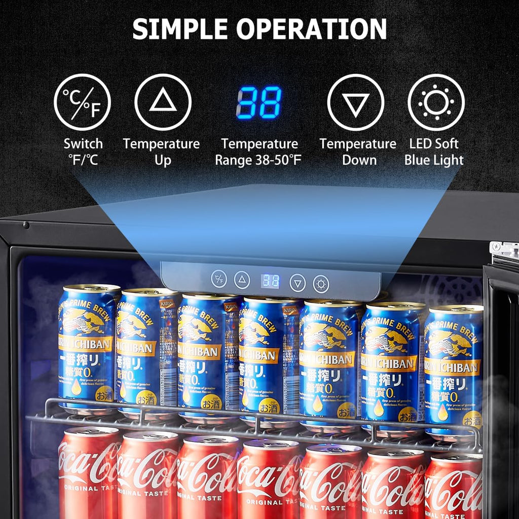Kalamera 24 inch Beverage Refrigerator - 154 Cans Capacity Beverage Cooler- Fit Perfectly into 24' Space Built in Counter or Freestanding - for Soda, Water, Beer or Wine - For Kitchen, Bar or Office