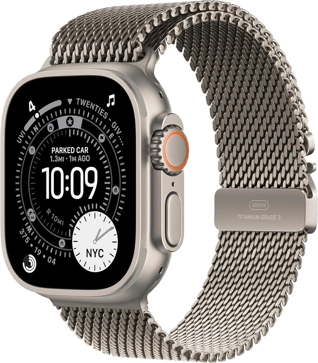 Apple Watch Ultra 3 [GPS + Cellular 49mm] Running & Multisport Smartwatch w/Rugged Titanium Case w/Natural Titanium Milanese Loop - S. Satellite Communications, Advanced Health & Fitness Tracking