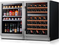 Ca'Lefort Wine and Beverage Refrigerator, 48 Inch Bundle Wine Fridge with 200 Cans and 46 Bottles, 34-65°F Built-in or Freestanding Beverage Fridge with Glass Door, Drink Cooler for Kitchen Bar Office