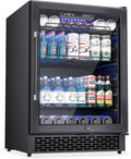 24-Inch Built-In Beverage Cooler, 200 Can Capacity, Smart Control System, for Soda, Beer, Wine & Water, Ideal for Kitchen, Bar, Living Room
