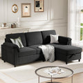 Sectional Sofa Couch for Living Room, 79' Sectional Couches with Ottoman, L Shaped Couch with Armrests Side Storage Pockage, 3-Seat Sofa Couches for Apartment, Black
