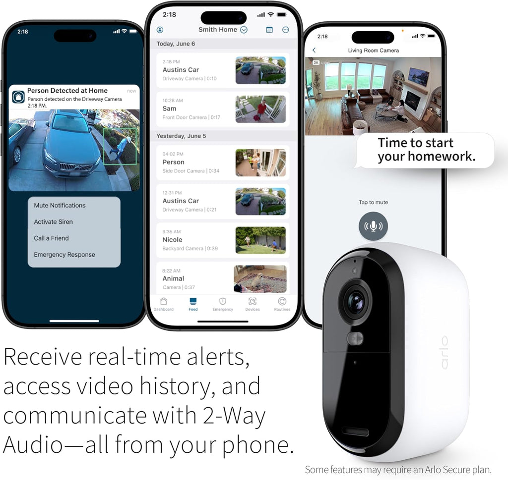 Home Security System - Wired Keypad Sensor Hub, (2) 8-in-1 Sensors, 24/7 Professional Monitoring + Indoor 2K (1 Cam + Outdoor 2K (1 cam) Bundle - No Contract Required, Alarm System for Home Security