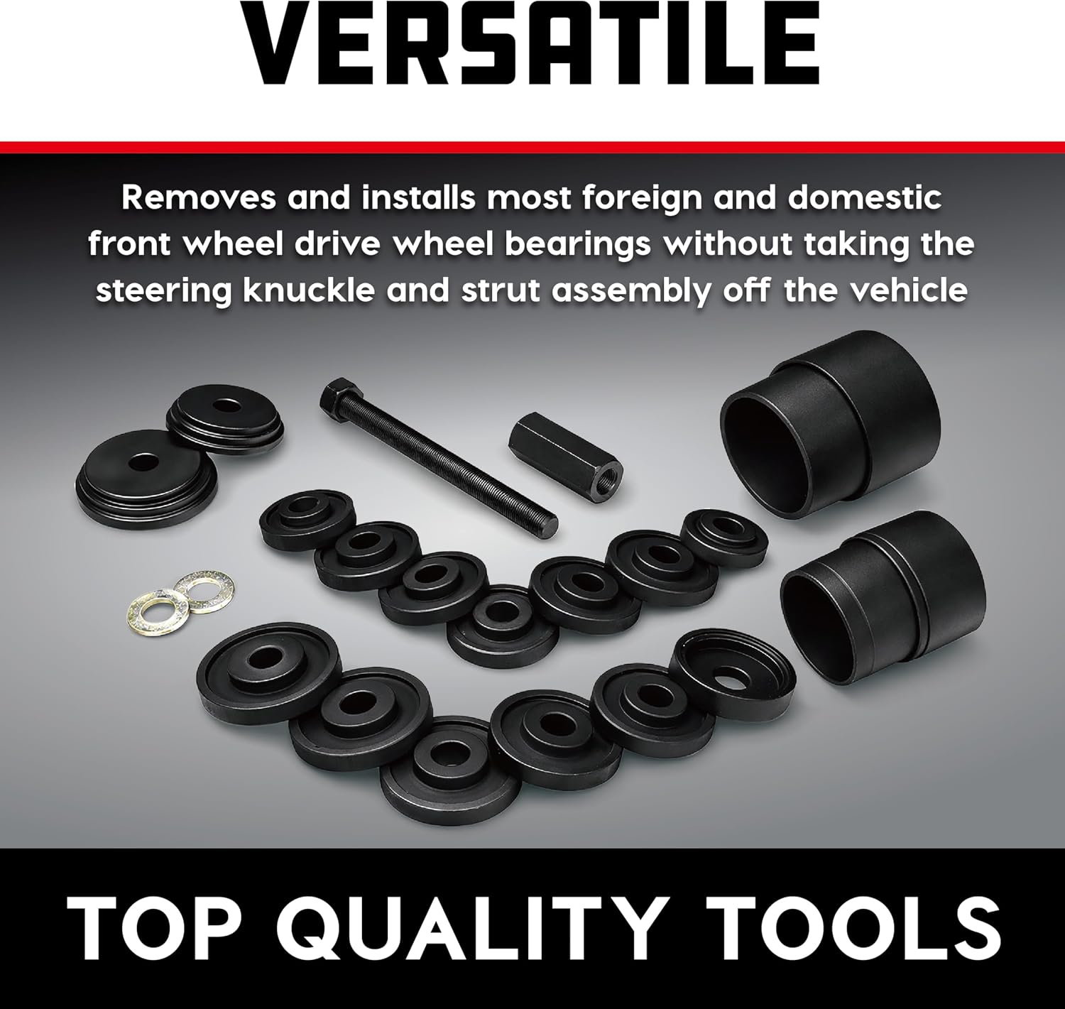 Powerbuilt Front Wheel Drive Bearing Removal and Installation Tool Set, Domestic and Import, 23 Piece Kit with Adapters - 648741