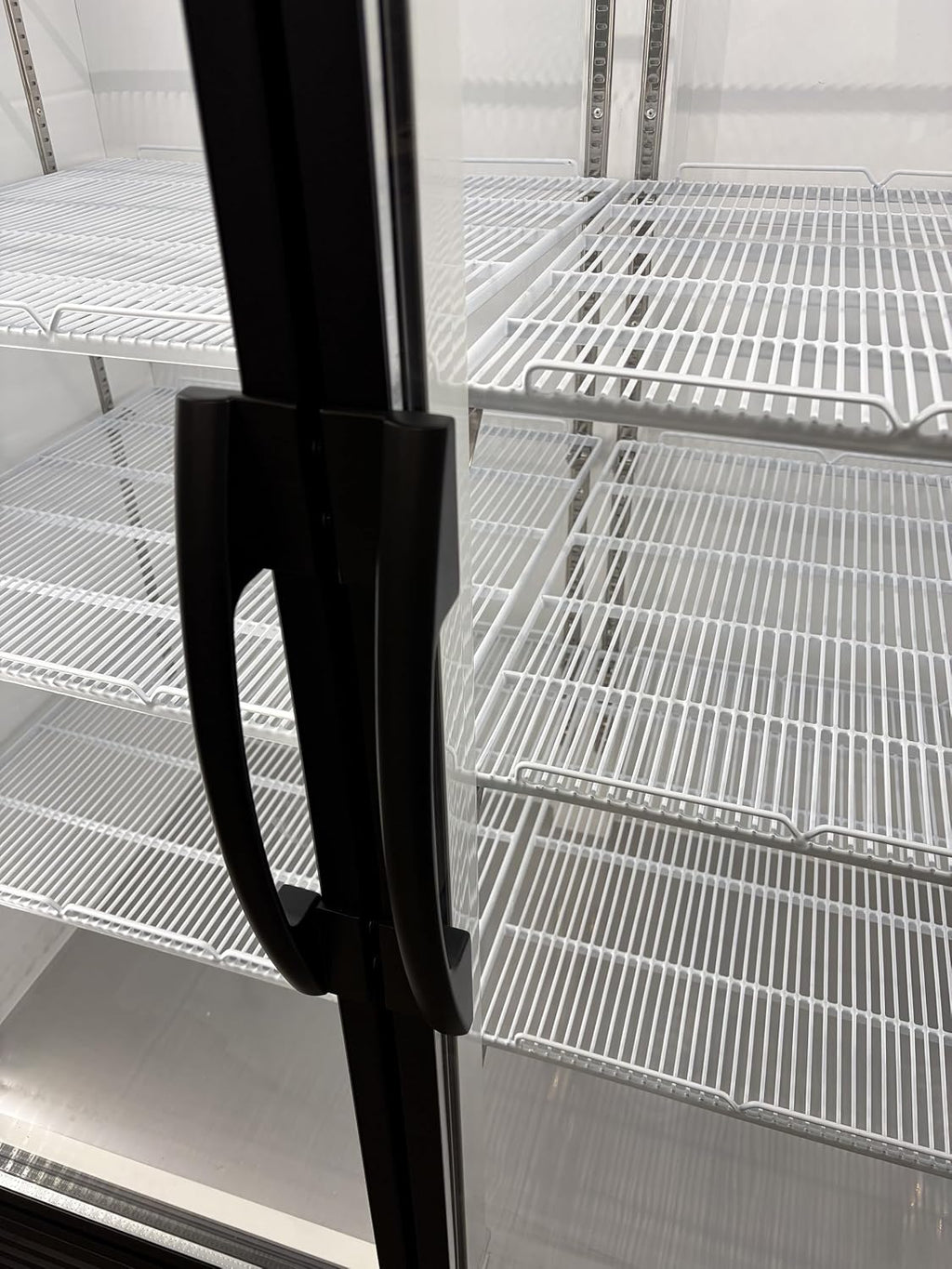Commercial Beverage Refrigerator Display Fridge,Stainless Steel Merchandiser Two Glass Door Drink Cooler (no canopy) with LED Light Adjustable Shelves,ETL Sanitation,45 Cu Ft,47' Wide,Wheels Included