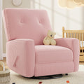 Garvee Nursery Recliner Chair, 360° Swivel Rocking Glider Chair for Adults with Adjustable Backrest & Footrest, Upholstered Armchair for Living Rooms, Bedrooms, Apartments, Pink
