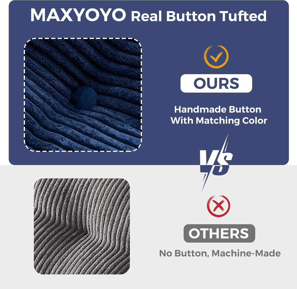 MAXYOYO 3 Seater Couch for Living Room, Boneless Couch with Tufted Cushion & Backrest, Upholstered Floor Sofa, Sofa in A Box, Navy
