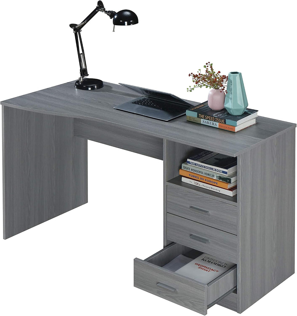 Techni Mobili 51' Classic Computer Desk with Drawers, 3-Drawer Home Office Desk with Storage (Light Grey)