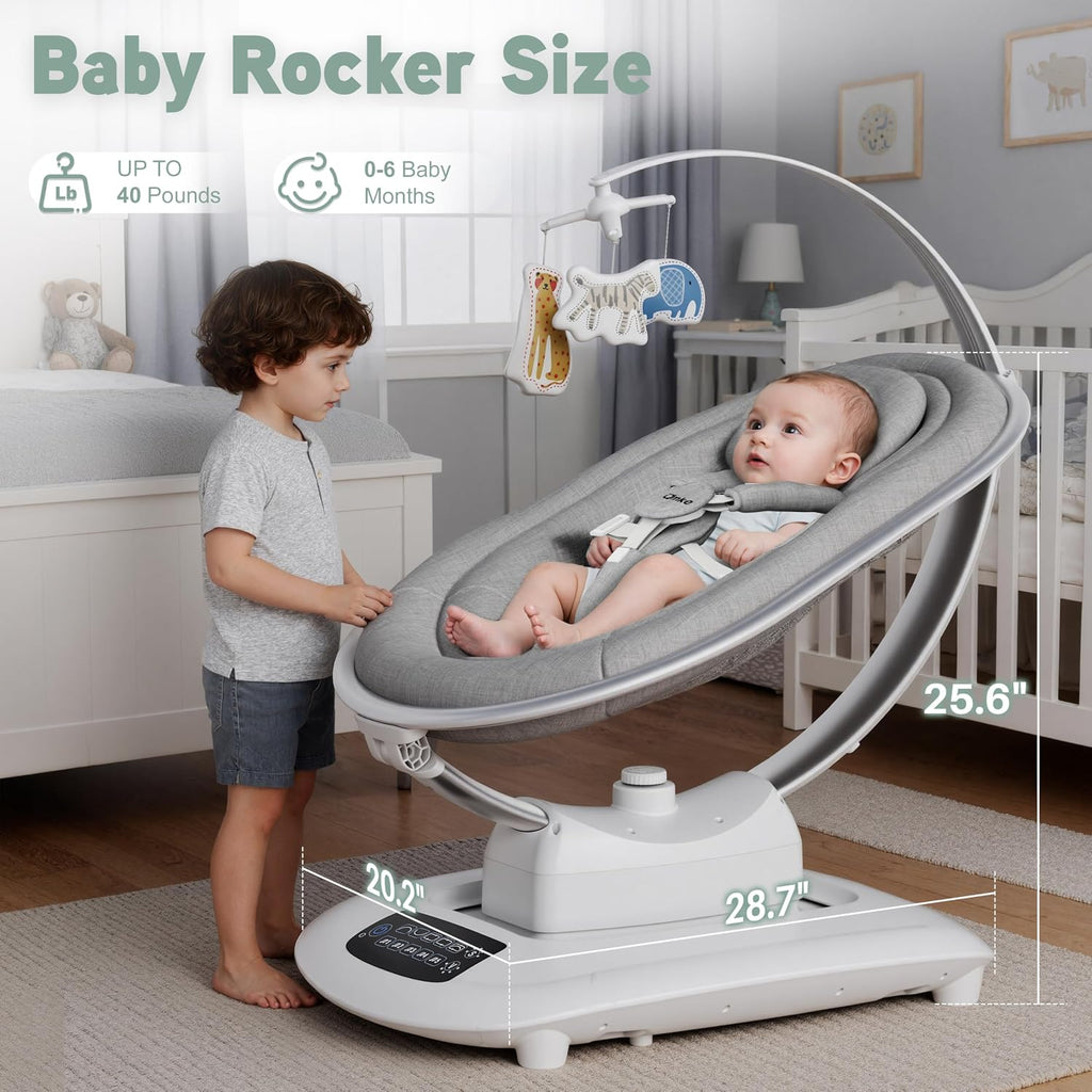 AMKE Luxury Electric Baby Swing Rocker for Infants, 5 Soothing Motions & Speeds, 3-Position Recline, Stable Dual-Motor Sway Rocking Chair for Baby Boy Girl Shower Gifts, Newborn Essentials for Parents