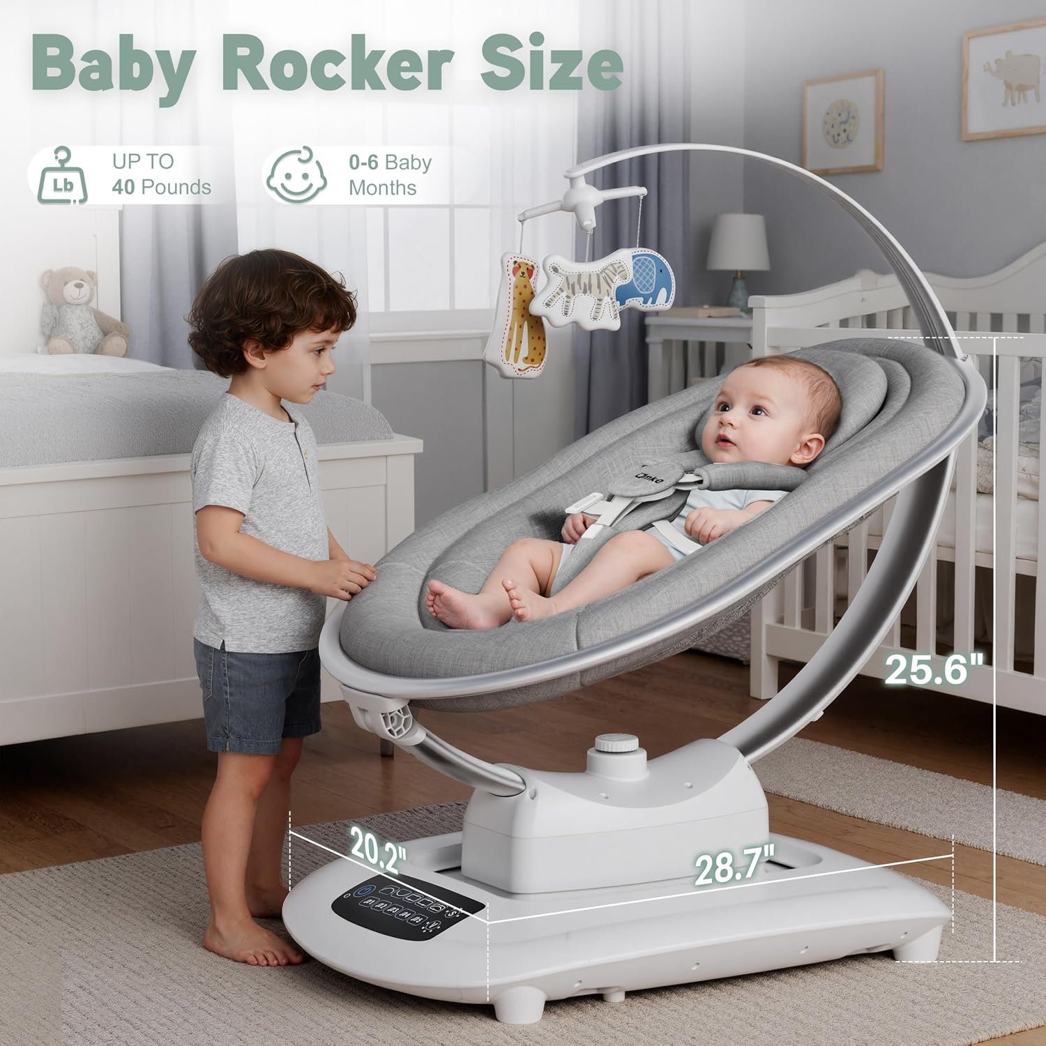 AMKE Luxury Electric Baby Swing Rocker for Infants, 5 Soothing Motions & Speeds, 3-Position Recline, Stable Dual-Motor Sway Rocking Chair for Baby Boy Girl Shower Gifts, Newborn Essentials for Parents