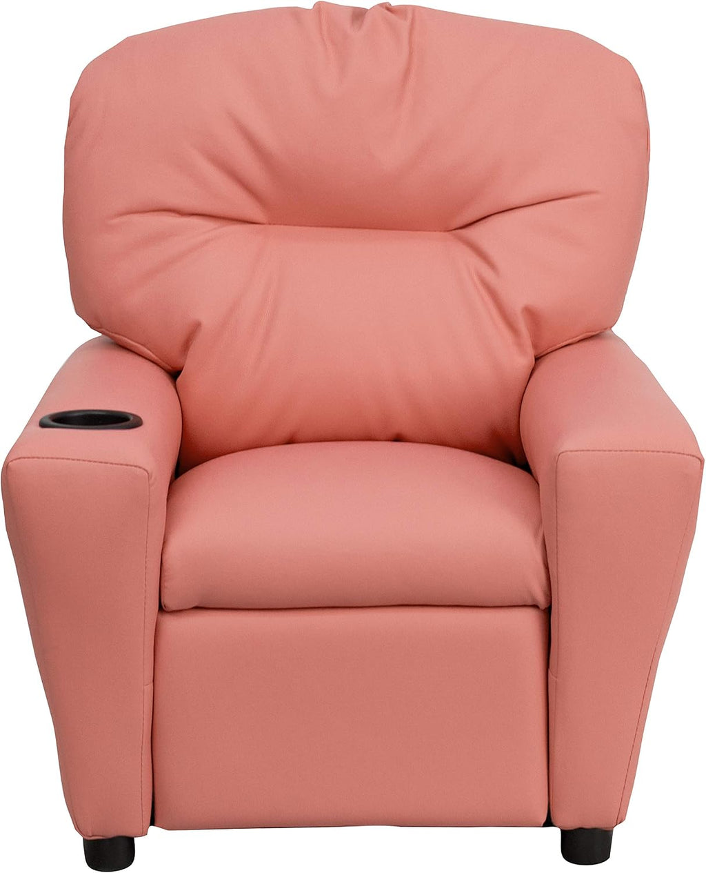 EMMA + OLIVER Pink Vinyl Kids Recliner with Cup Holder