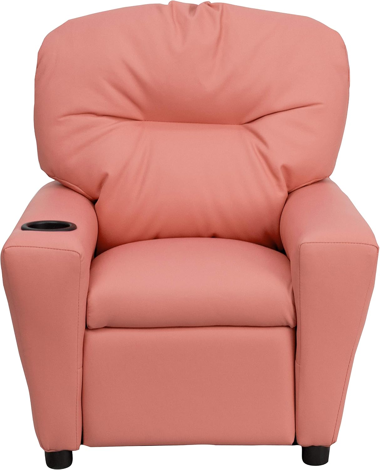 EMMA + OLIVER Pink Vinyl Kids Recliner with Cup Holder