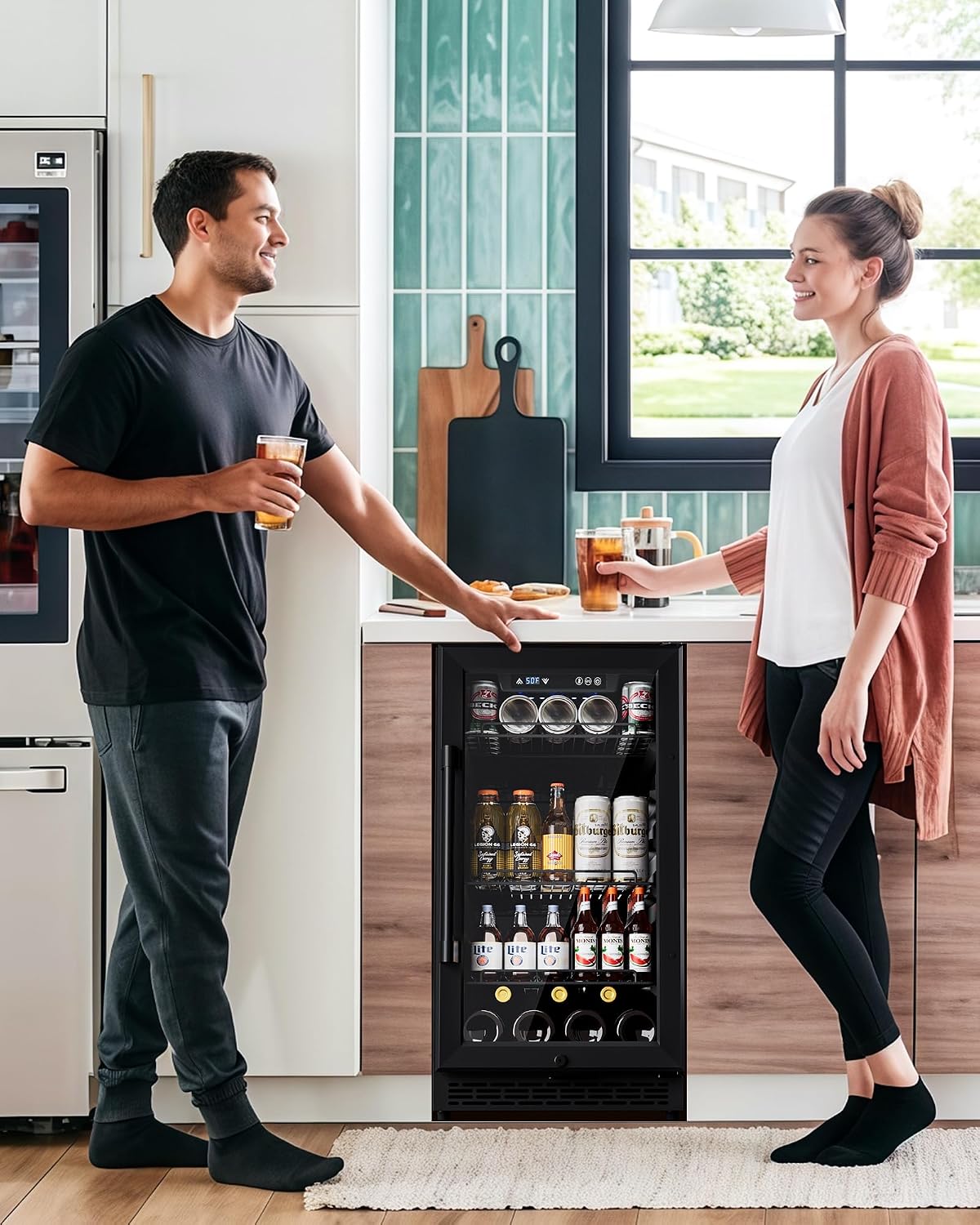 18'' Beverage Refrigerator, 160-Can Built-in or Freestanding Beverage Cooler with Four Adjustable Leveling Feet and Adjustable Shelves for Soda, Beer, Water, and Wine – Perfect for Home, Office, or Ba