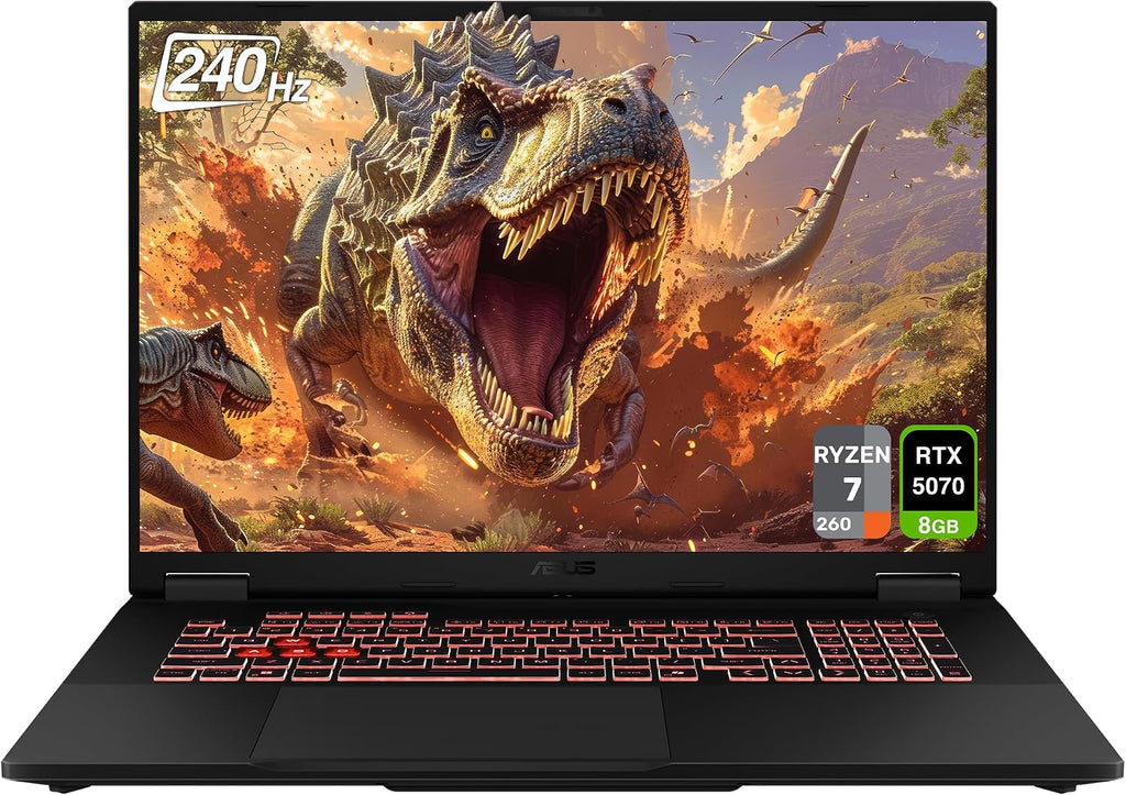 ASUS TUF A18 Gaming Laptop, AMD Ryzen 7-260, 16 GB DDR5 RAM, 1 TB PCle SSD, 18' 2.5K (2560x1600) 240Hz Display, Nvidia G-Force RTX 5070, RGB Backlit Chiclet Keyboard, W11 Home, Jaeger Gray