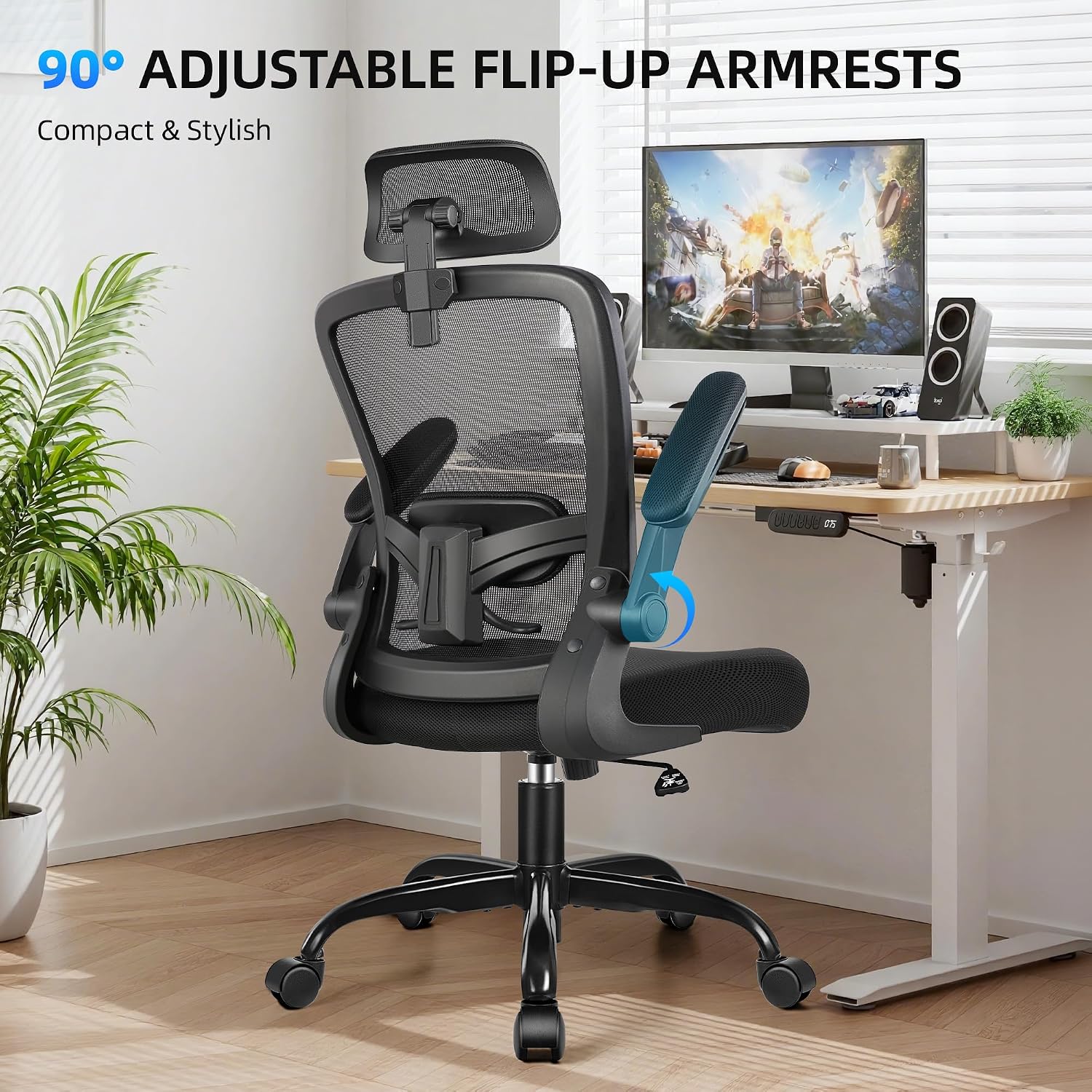 FelixKing Office Chair, Desk Chair with Adjustable Lumbar Support, Ergonomic Computer Chair with High Back and Armrest, Adjustable Height Gaming Chair Home Office Swivel Chair(Black)