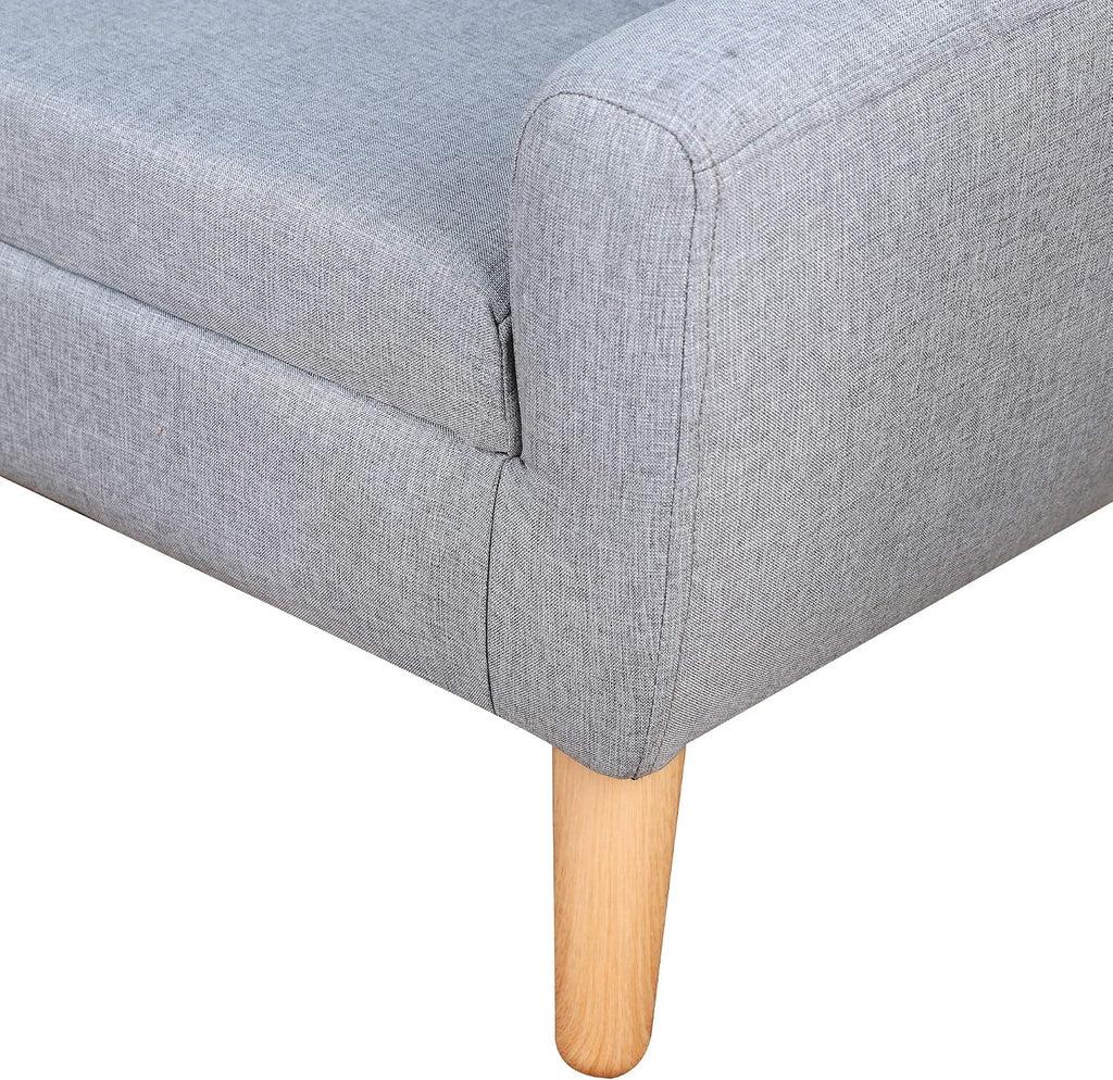 Qaba 2-Seat Kids Sofa, Toddler Sofa Couch, Linen-Like Fabric and Wooden Frame Sofa Chair for Ages 3-7, 11' High Seat, Gray