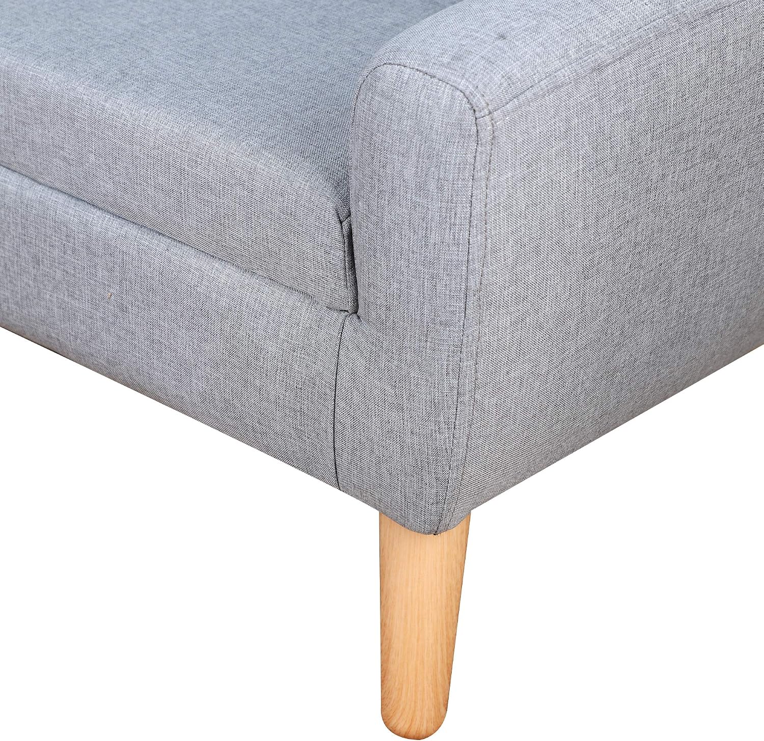 Qaba 2-Seat Kids Sofa, Toddler Sofa Couch, Linen-Like Fabric and Wooden Frame Sofa Chair for Ages 3-7, 11' High Seat, Gray