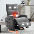 Luxlen Manual Swivel Rocker Recliner Chair with Massage, Overstuffed Recliner Glider with Vibration Massage and Heat for Nursery, Living Room Reclining Sofa Chair, Fabric Dark Gray