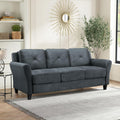 Studio Living Harrington 80.3' Sofa, Transitional Modern, Pocket Coil Comfort, Easy Assembly, Microfiber Fabric, Dark Grey