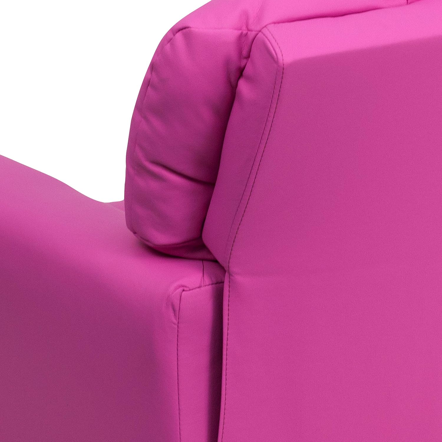 EMMA + OLIVER Hot Pink Vinyl Kids Recliner with Cup Holder