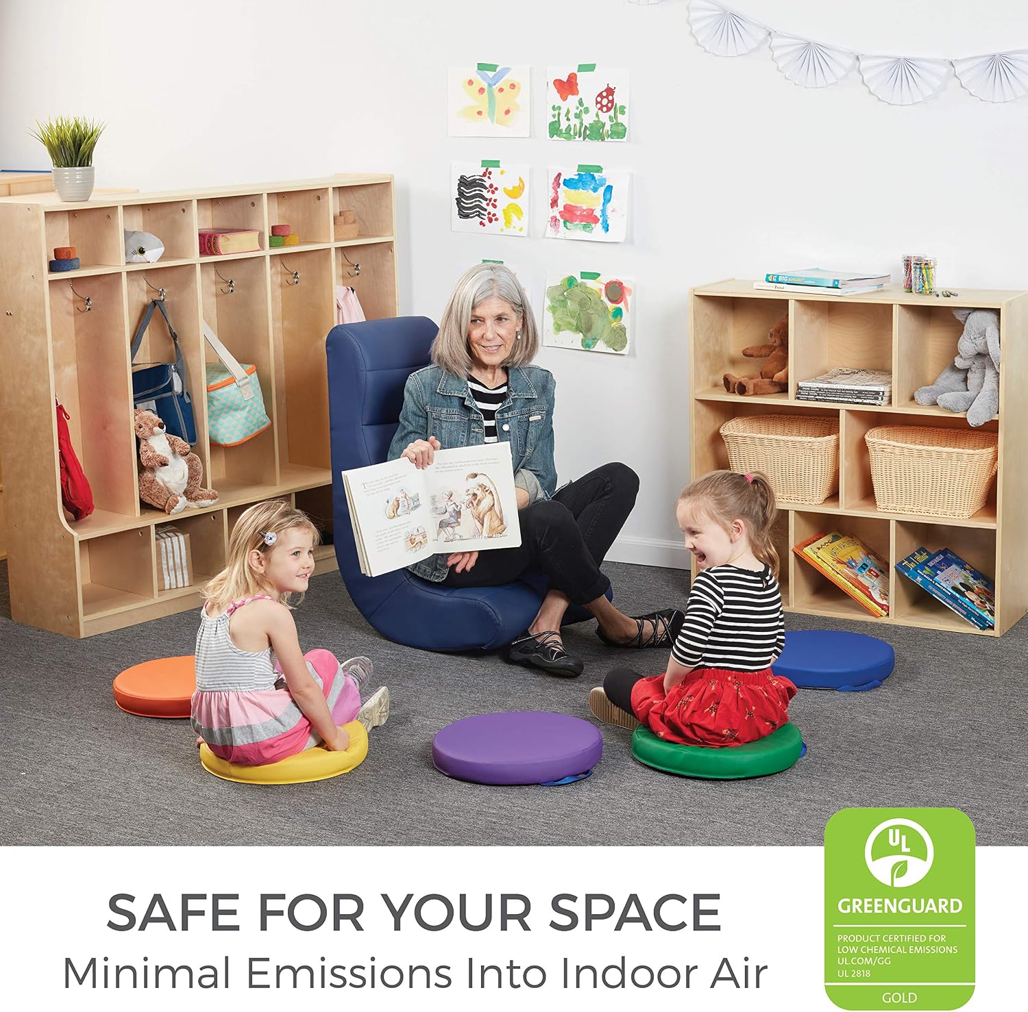 Factory Direct Partners Soft Ergonomic Horizontal Soft Floor Video Rocker - Cushioned Ground Chair Great for Reading, Gaming or Watching TV for Kids, Teens and Adults - Navy, 10489-NV