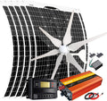 1000W Wind Turbine Generator Kit with 1000W Inverter: 5pcs 120W Flexible Solar Panel/400W 12V Wind Turbine/Solar Charge Controller/Wind Regulator/Cable/Connectors