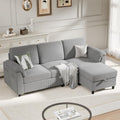 Sectional Sofa Couch for Living Room, 79' Sectional Couches with Storage Ottoman, L Shaped Couch with Sloping Armrests, 3-Seat Sofa Couches for Small Space, Light Grey | Breathable Material