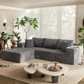 Homall 108' Modular Sectional Sofa, Boneless Couch with L-Shape Chaise, Cloud Couch with Deep Seat Upholstered, No Assembly Required for Living Room, Bedroom (Corduroy, Grey)