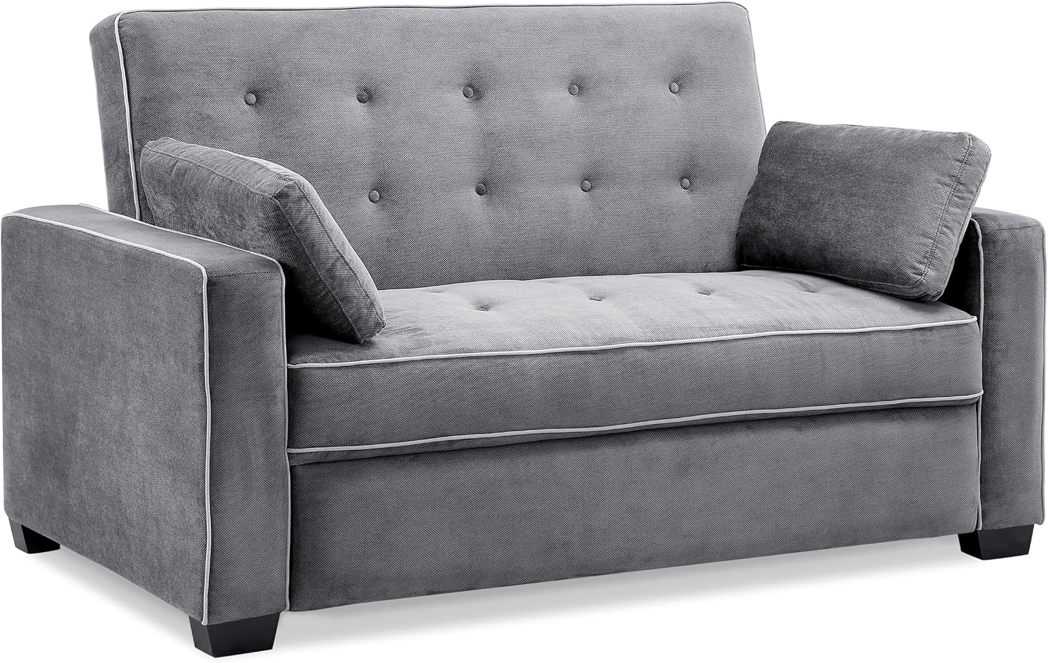 Serta Ainsley 72.6' Convertible Sleeper Sofa, Queen Size, Dreamcoil Comfort, Soft Woven Fabric, Charcoal