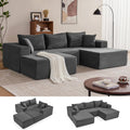 Mangodan 110' Cloud Sectional Couch, Boneless Sofa for Living Room, Modular Sectional Sofa with Deep Seat, Comfy Fluffy U-Shaped Couch with Right-Facing Chaise, No Assembly Required, Grey