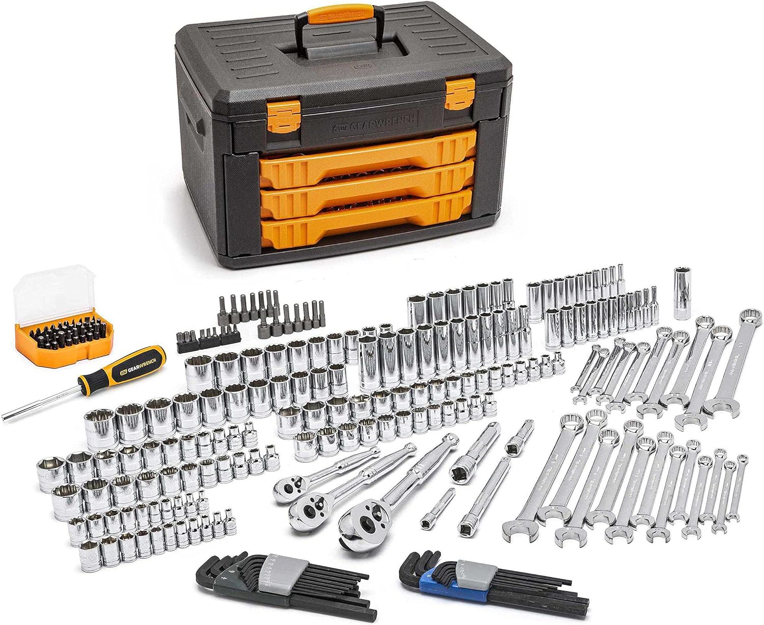 GEARWRENCH 219 Pc. Mechanics Tool Set in 3 Drawer Storage Box - 80940