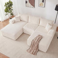 Weture 108' Modular Sectional Couches, Modern Modular U-Shape Sofa with Chaise, Cloud Sectional Couch with Deep Seat, Upholstered Boneless Sofa for Living Room (Corduroy, Beige)
