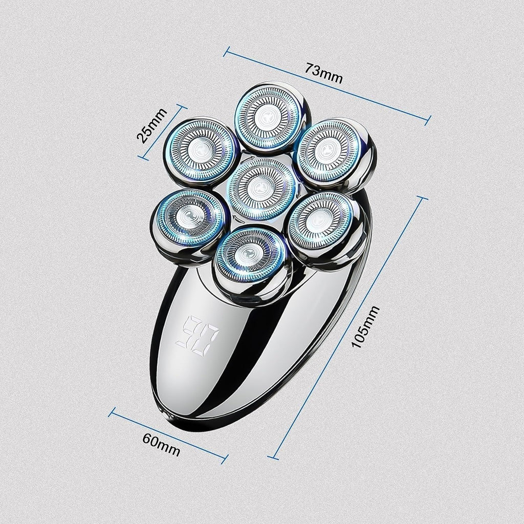 Electric Shavers for Bald Men, Men Electric Shaver Bald Head 5 in 1 Beard Trimmer Razor Nose Hair Clipper Waterproof Nose Trimmer Professional Shaver Machine